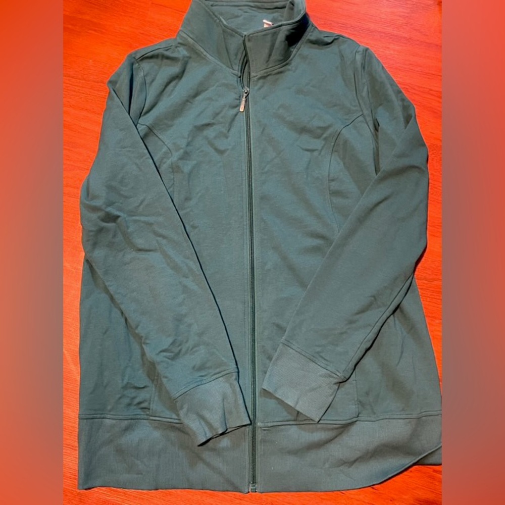 Dark turquoise zip up active jacket